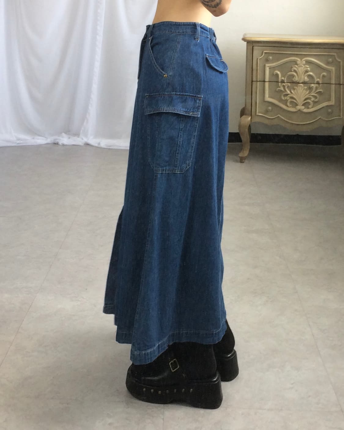 Denim cago long skirt 상품이미지8