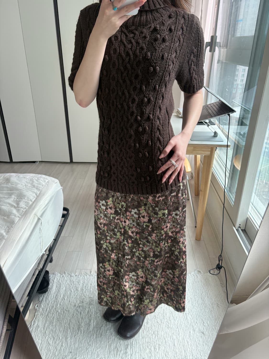 Muted Floral Silk Skirt 상품이미지4