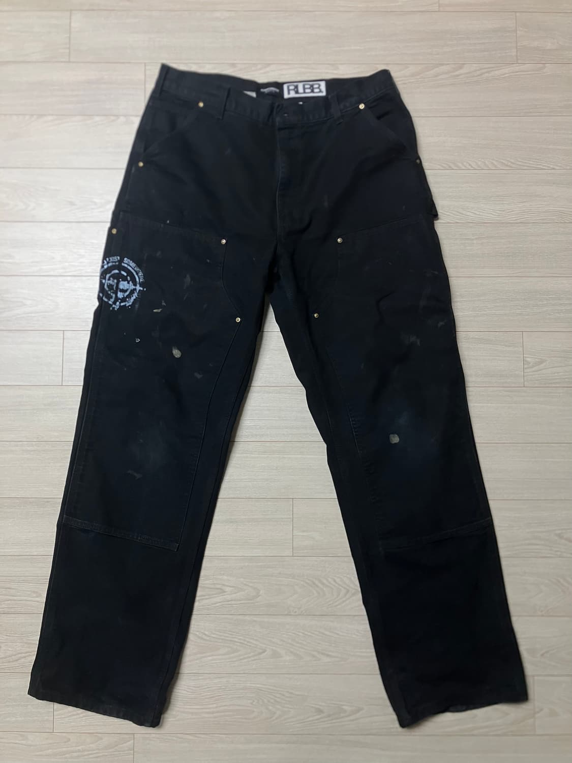 [36x34] 파프롬왓 칼하트 커스텀 더블니 1of1 블랙 상품이미지1