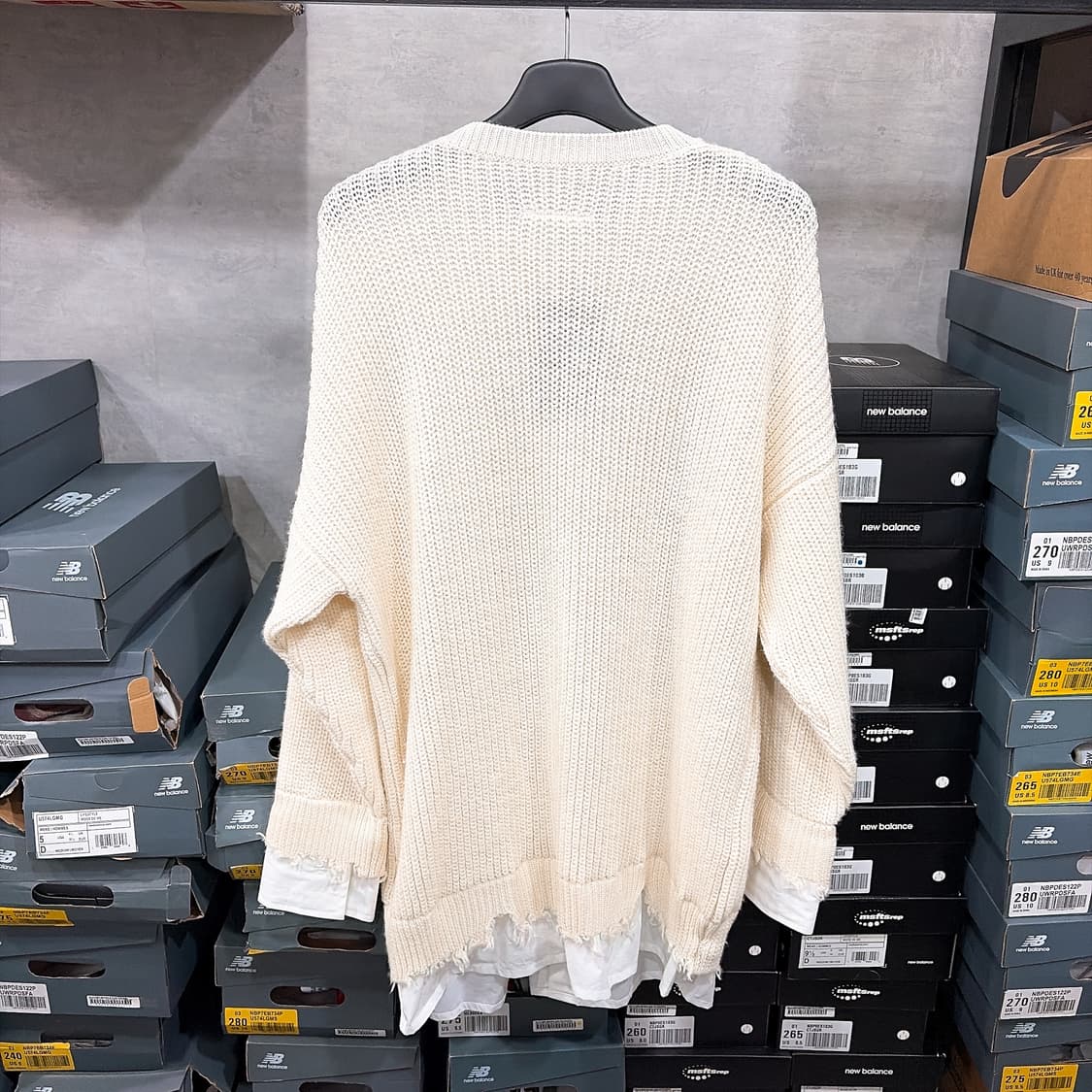 (정품/새상품) 마르지엘라 남성 오프화이트 데미지 레이어드 니트 상품이미지4