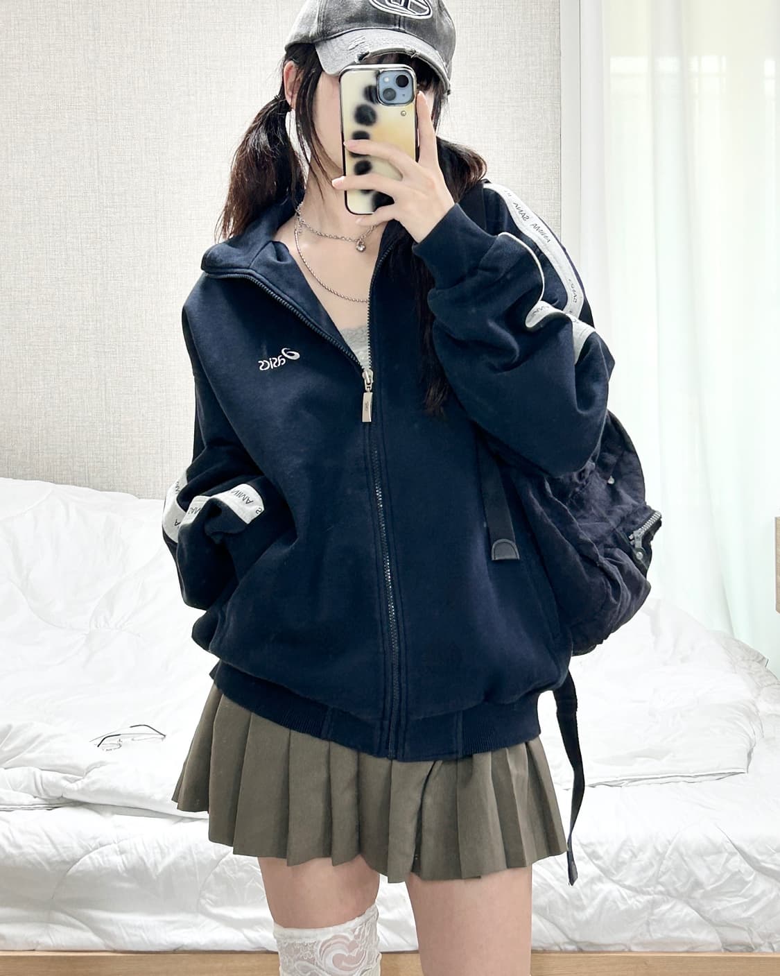 아식스 사이드라인 네이비 코튼 집업 상품이미지4