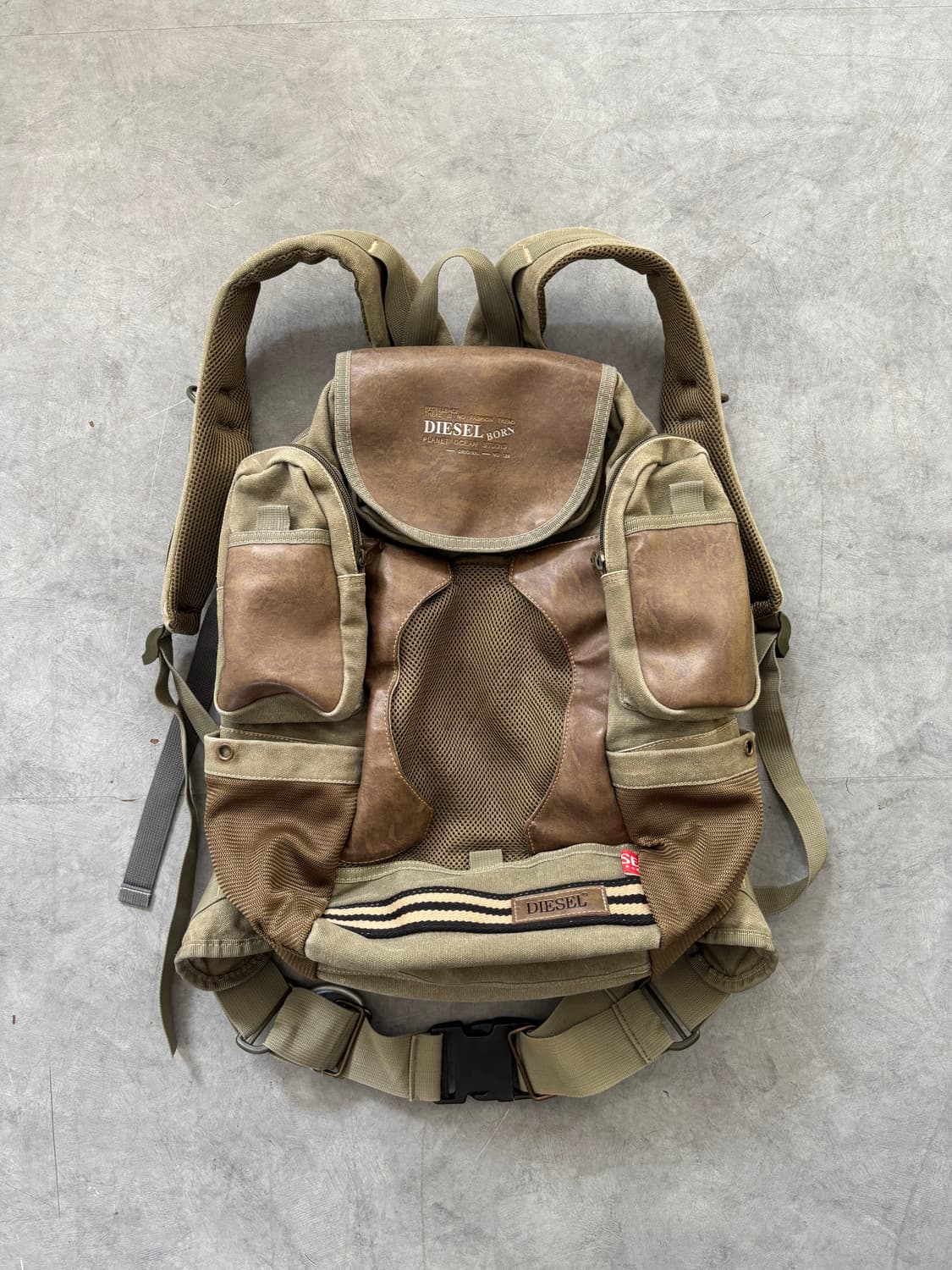 Diesel 디젤 90s 캔버스 레더 밀리터리 백팩  상품이미지3