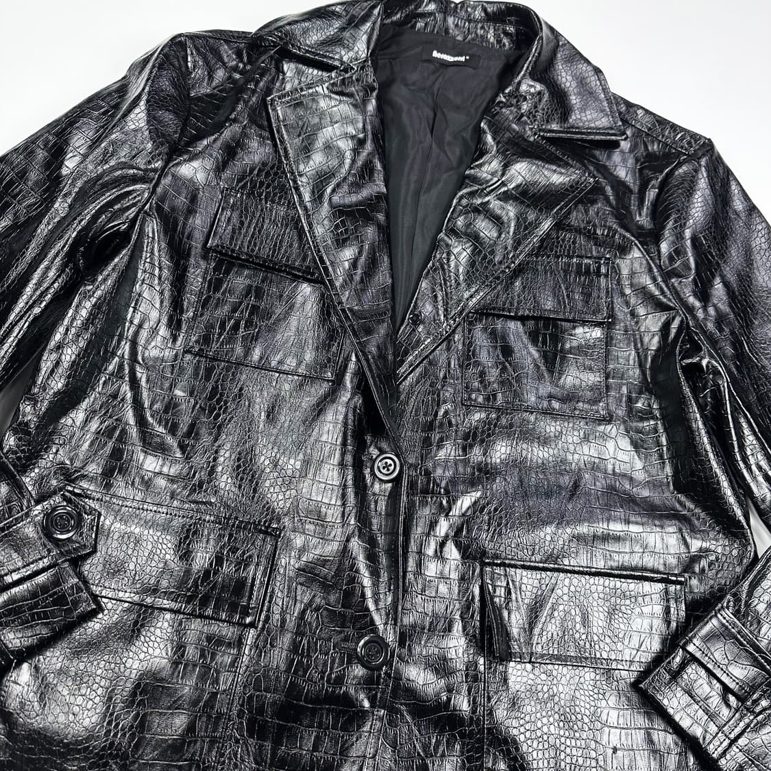 VTG 빈티지 레자 블랙 가죽 블레이저 자켓 (XXL) 상품이미지4