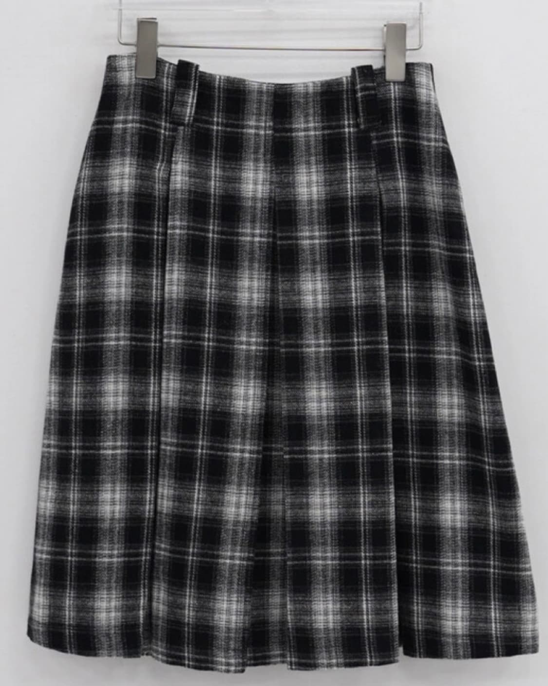 데일리쥬 울 체크 플리츠 미디 스커트 블랙 상품이미지4