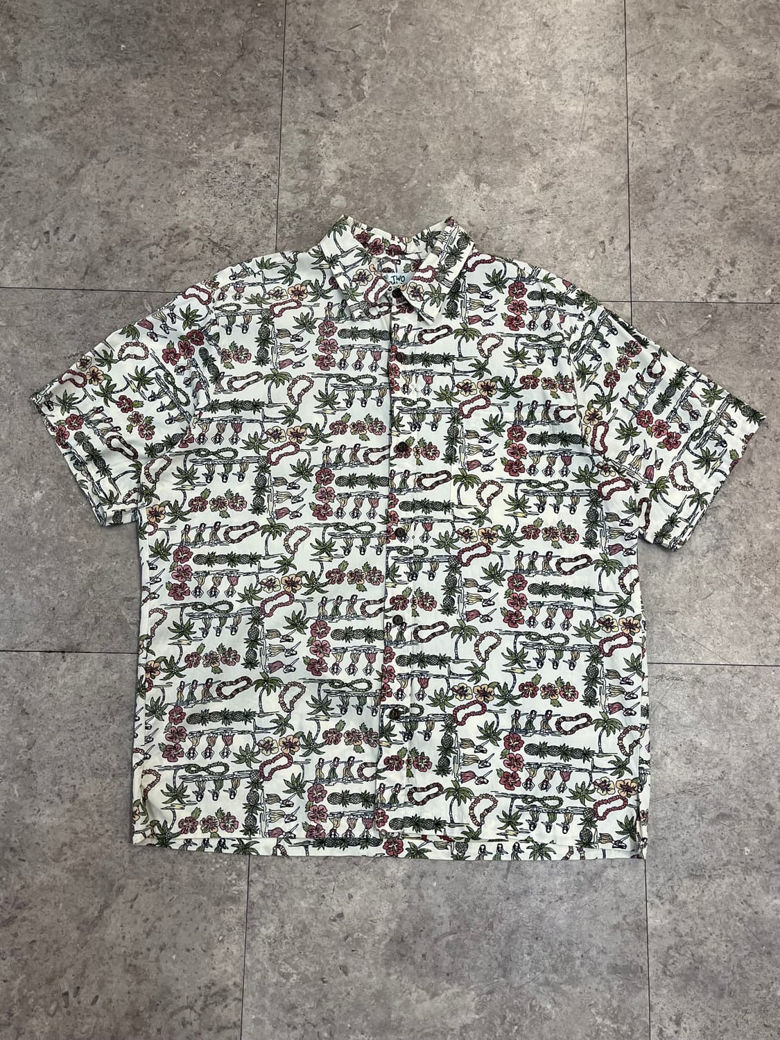 빈티지 하와이안 패턴 반팔 셔츠 아이보리  #csz3729 상품이미지4