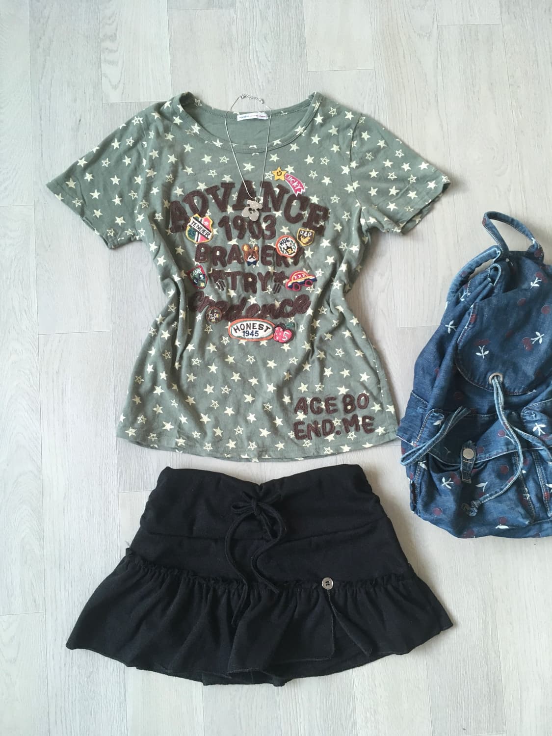jpn vintage star nerd patch half t shirt 상품이미지1