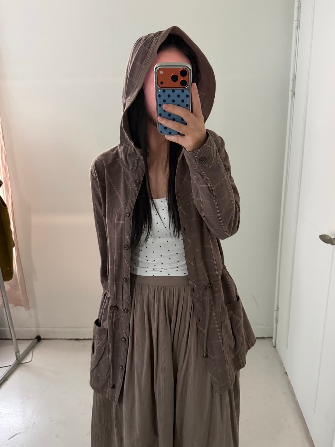 일본빈티지 모리 체크 브라운 야상 자켓 상품이미지5