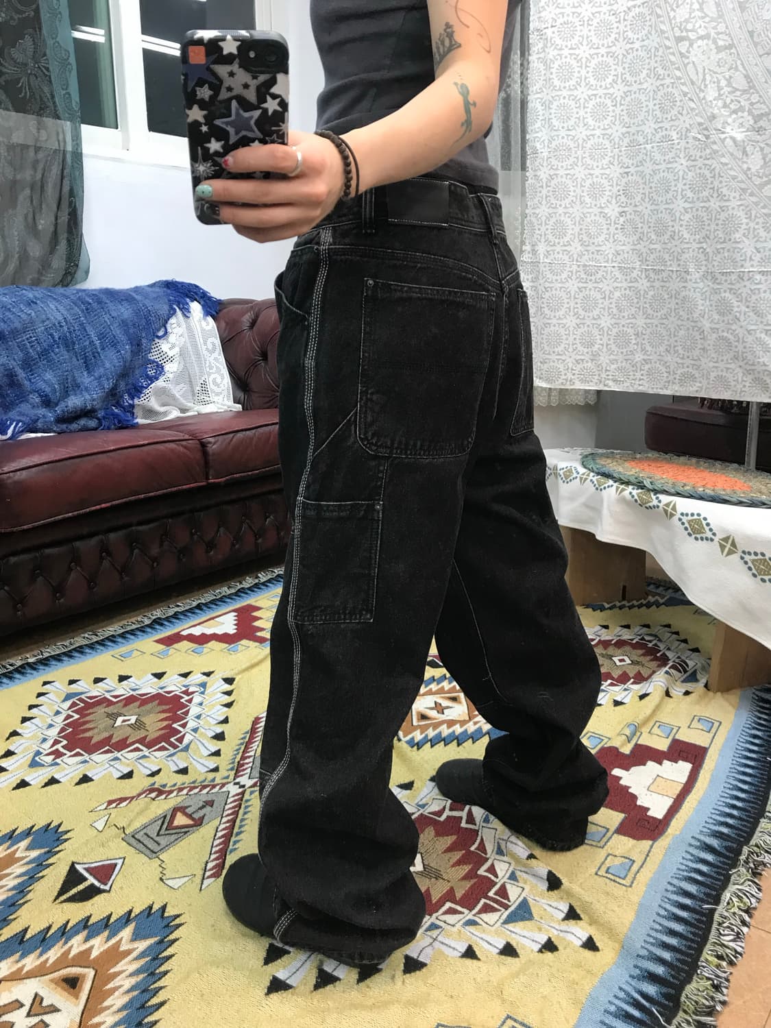 메종미네드 스티치 카펜터 흑청 데님팬츠  상품이미지1