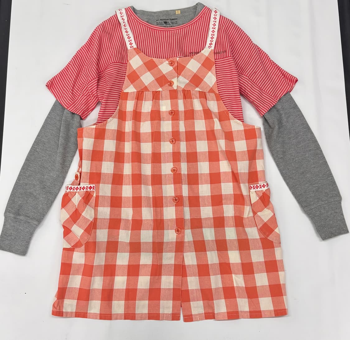 🍑하구미의 체크 레이어드 코디세트🍑반팔티 모리걸 괴짜룩 데코라 빈티지 상품이미지2