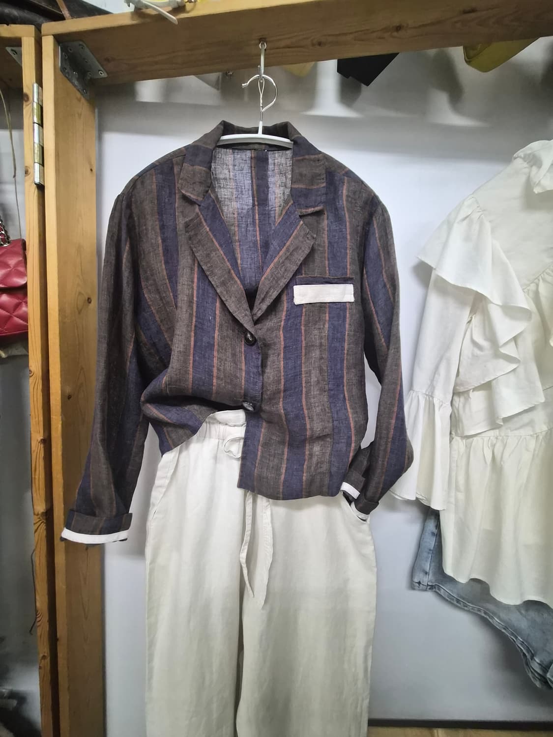 편집샾 루즈핏 린넨자켓. 도나카란 린넨배기팬츠 상품이미지1