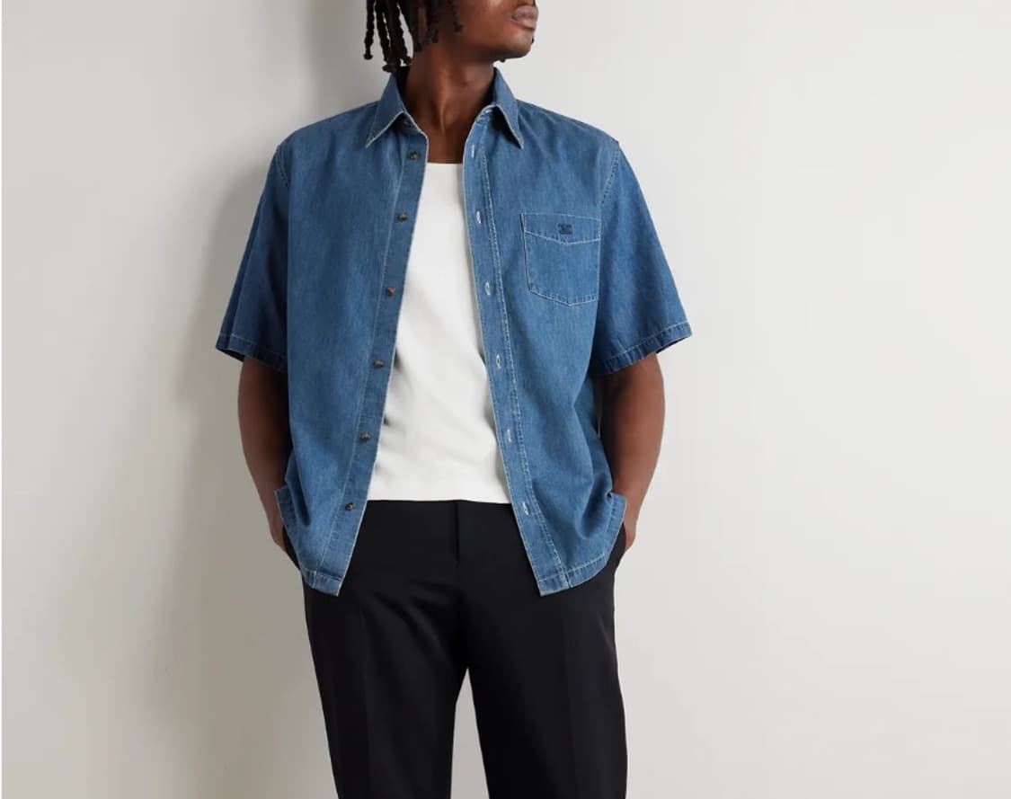 (A+/M) / 셀린느 로고 코튼 데님 유니언 오션 워시 반팔 셔츠 상품이미지7