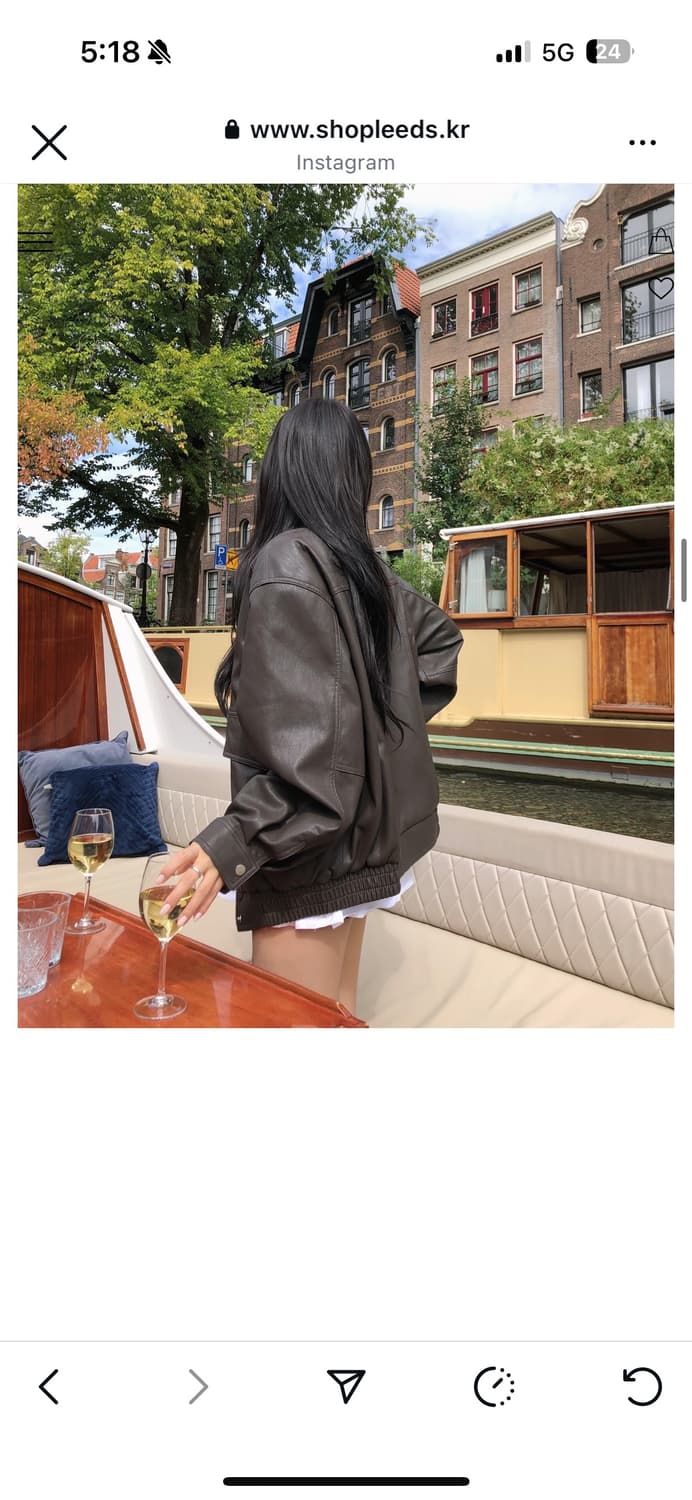 리즈(leeds) 브라운 레더자켓(새상품) 상품이미지4