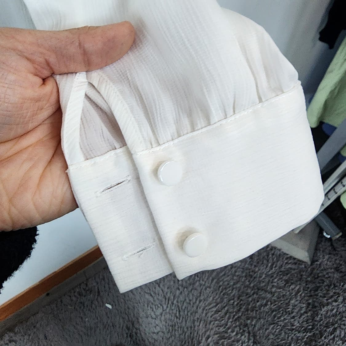 abfz 화이트 쉬폰 블라우스 긴팔 상품이미지6