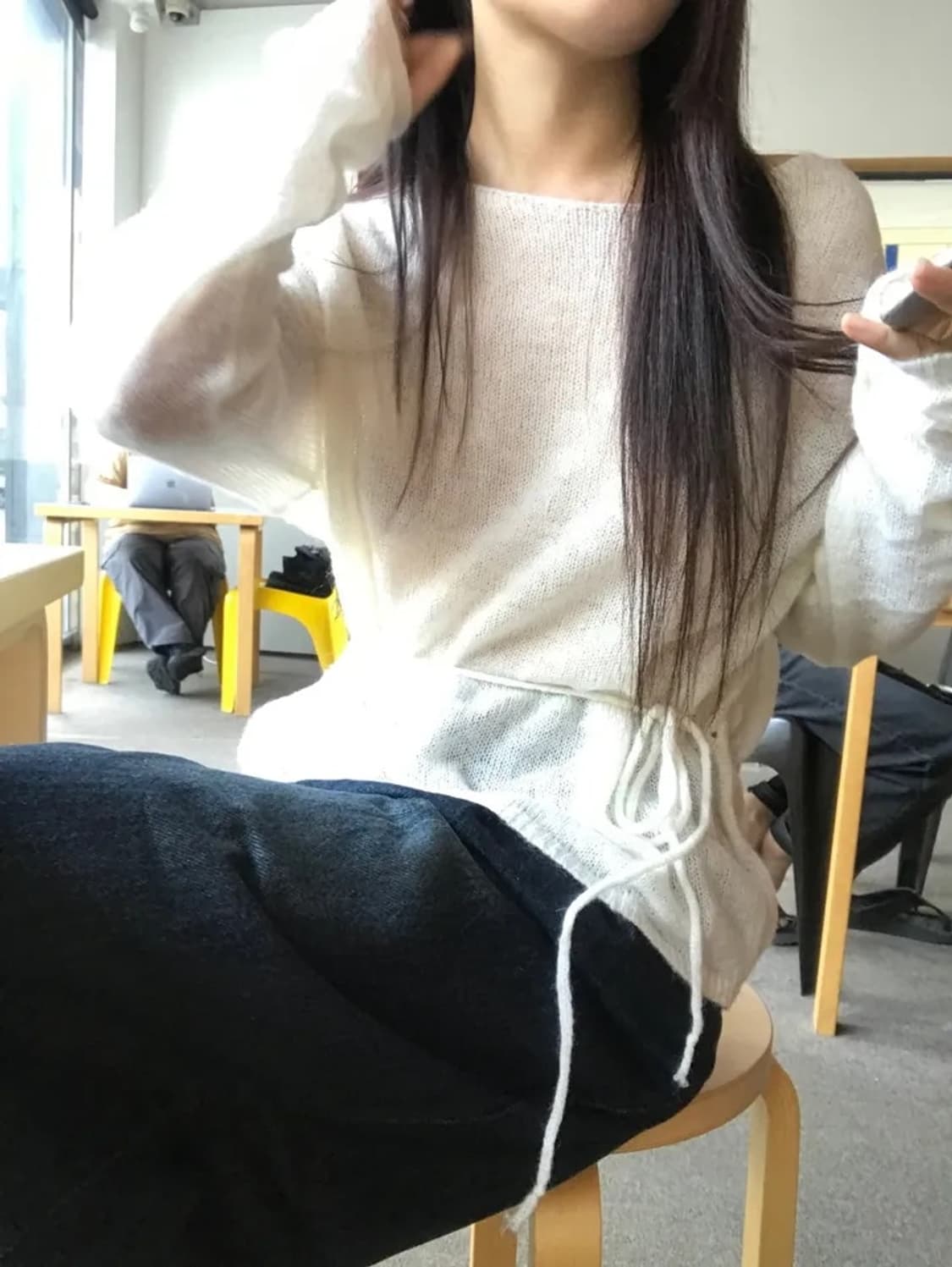 모에버 보트넥 끈 니트 상품이미지1