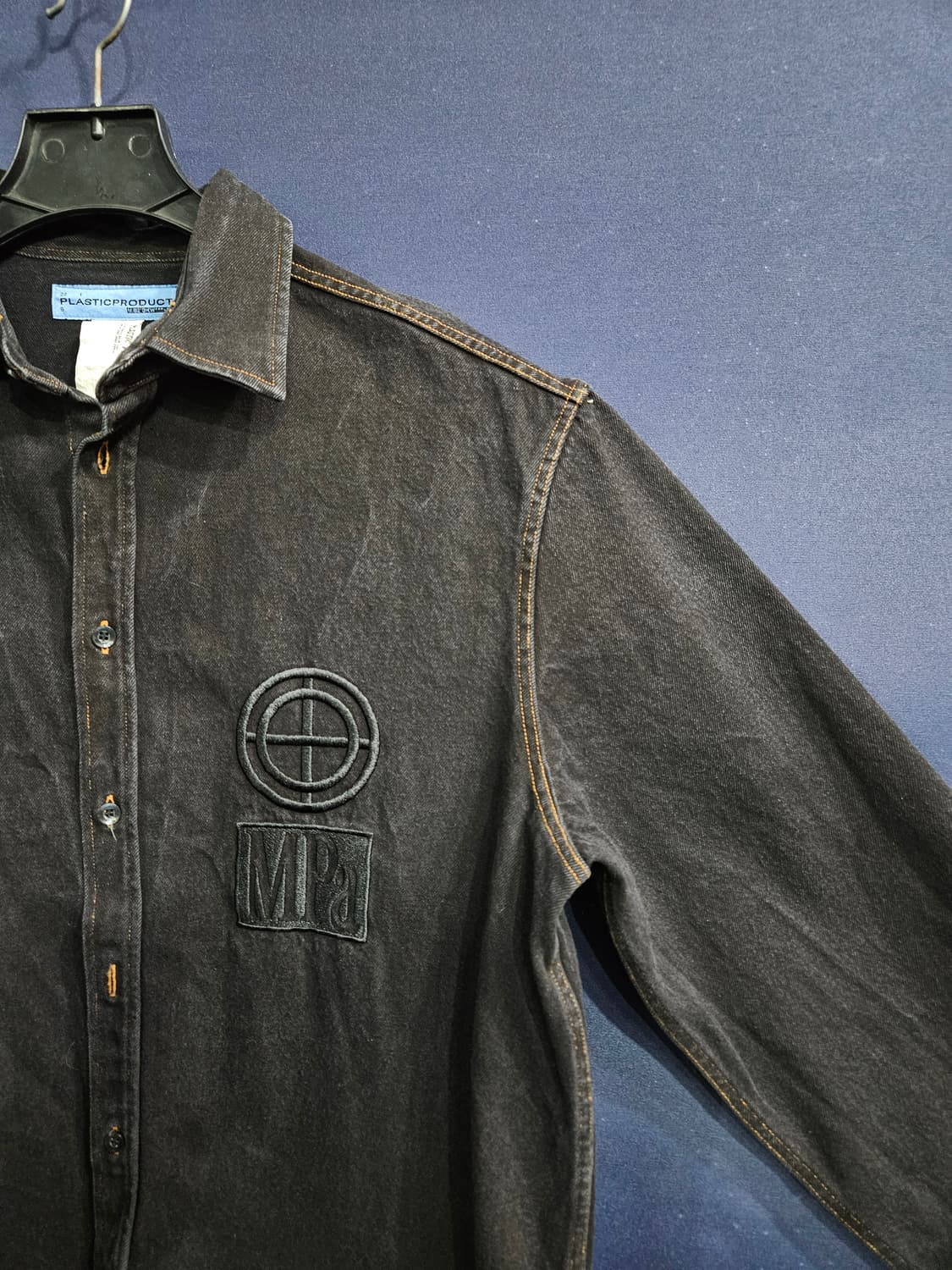 플라스틱 프로덕트 블랙컬러 남성 오버핏 90~95 데님 긴팔셔츠  상품이미지4