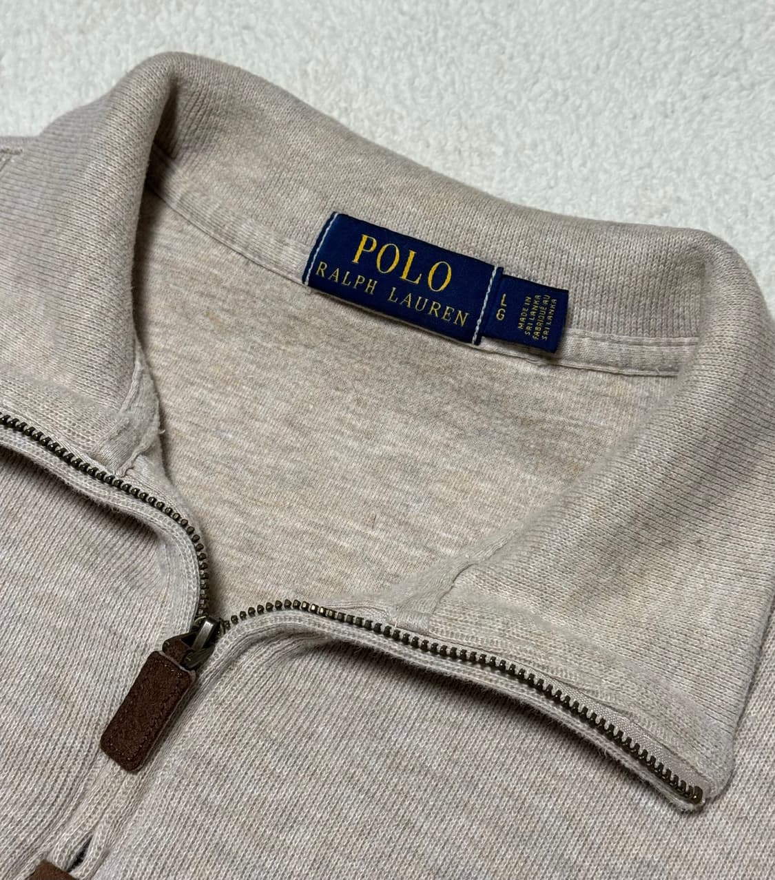폴로 랄프로렌 베이지 버건디 로고 반집업 상품이미지4