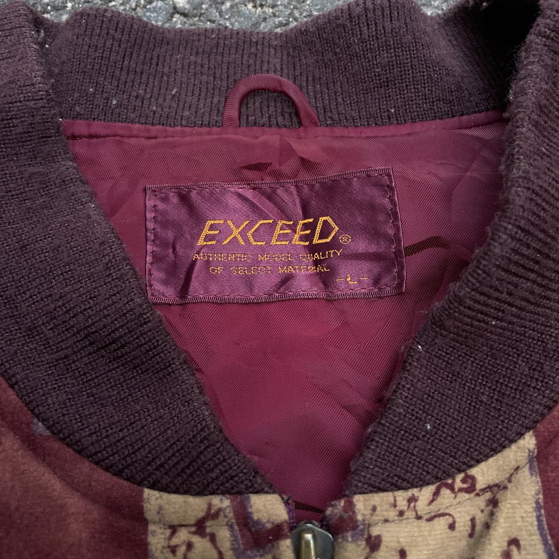 90s 일본빈티지 Exceed 버건디 패턴 블루종 봄버 자켓 L 상품이미지6
