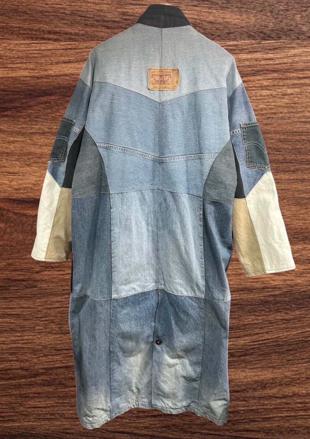 리바이스Levis 리메이크 패치워크 데님롱코트 XXL 오버핏 빈티지 상품이미지6