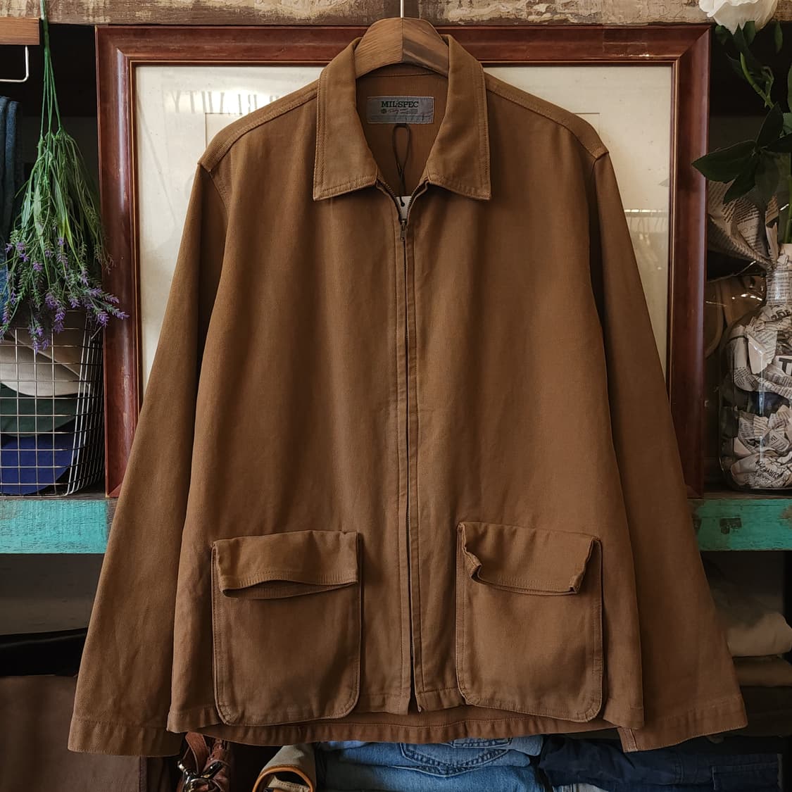90s 밀스펙 캔버스 자켓 헌팅 초어자켓 브라운 L 상품이미지1
