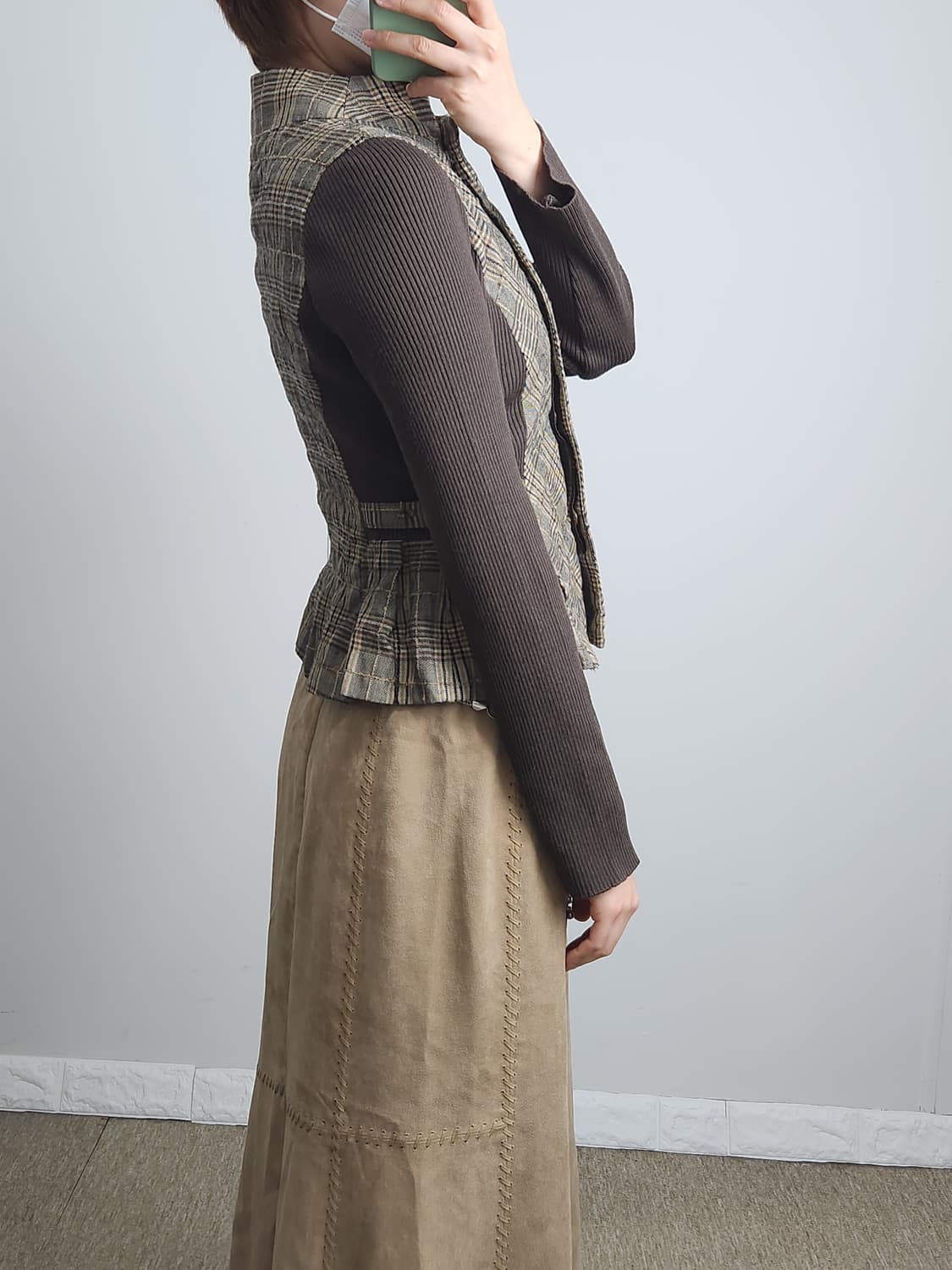 골지 체크 탑 상품이미지3