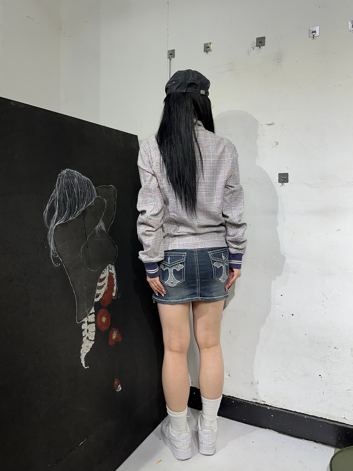 디젤 하이넥 투웨이 트단 체크 바스티 자켓 상품이미지3