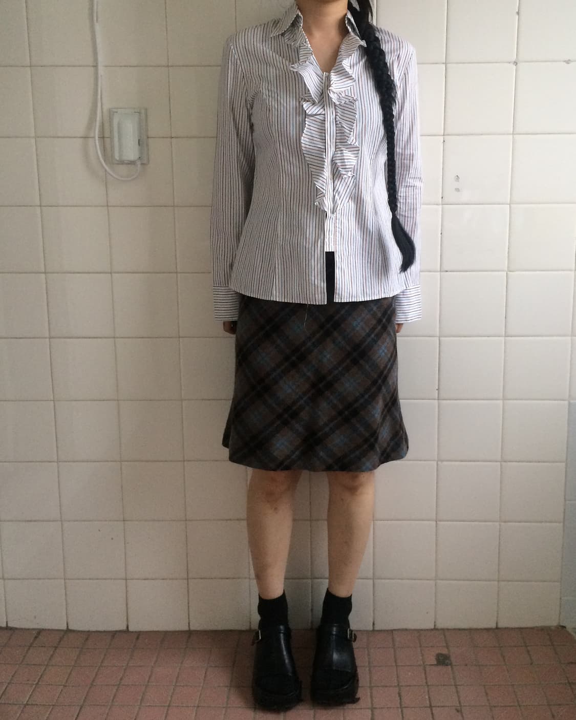 Ruffle point stripe pattern shirt 상품이미지1