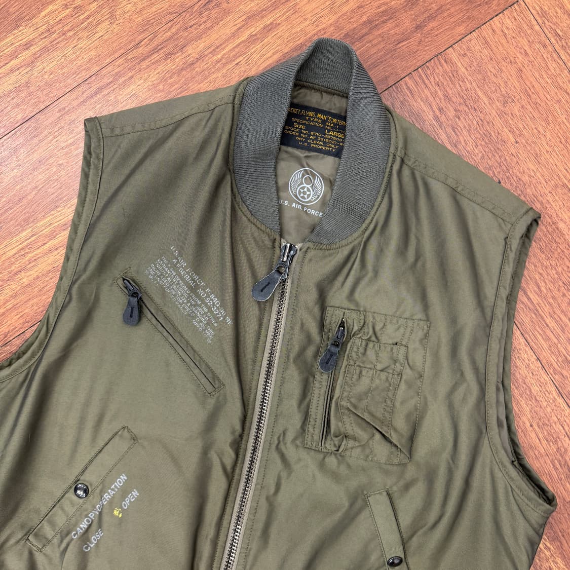 L US AIRFORCE 플라이트 항공 파일럿 조끼 상품이미지3