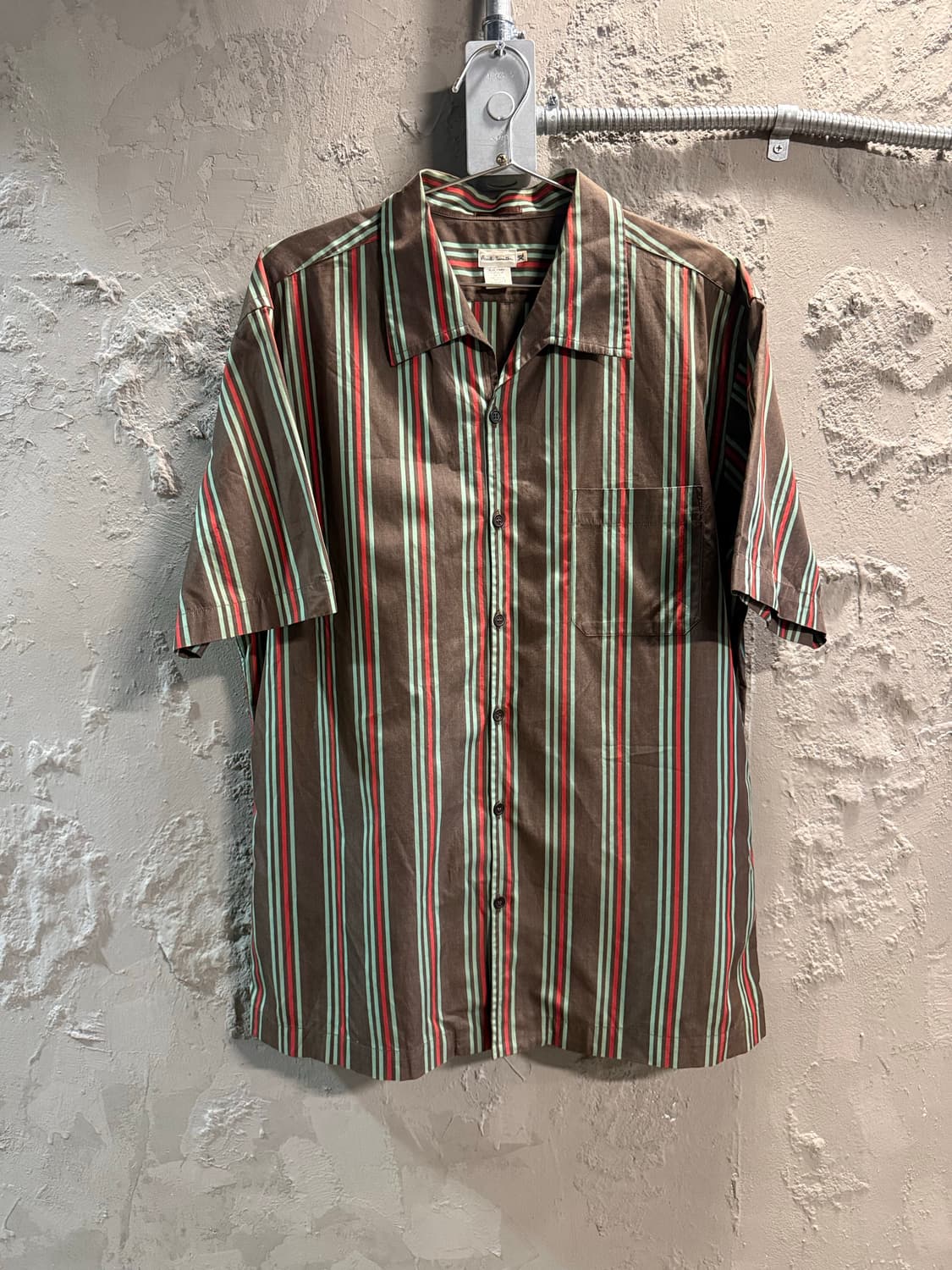 XL 폴스미스 PAUL SMITH 멀티 스트라이프 반팔 셔츠 브라운 상품이미지1