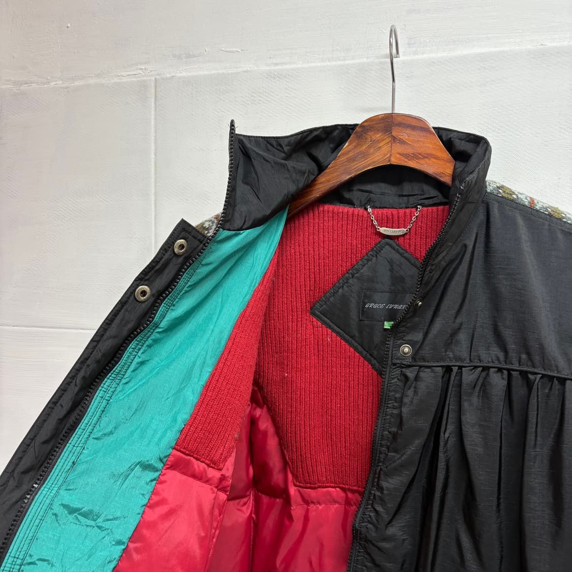 덕다운 빈티지 니트 자수 패딩 점퍼  상품이미지4