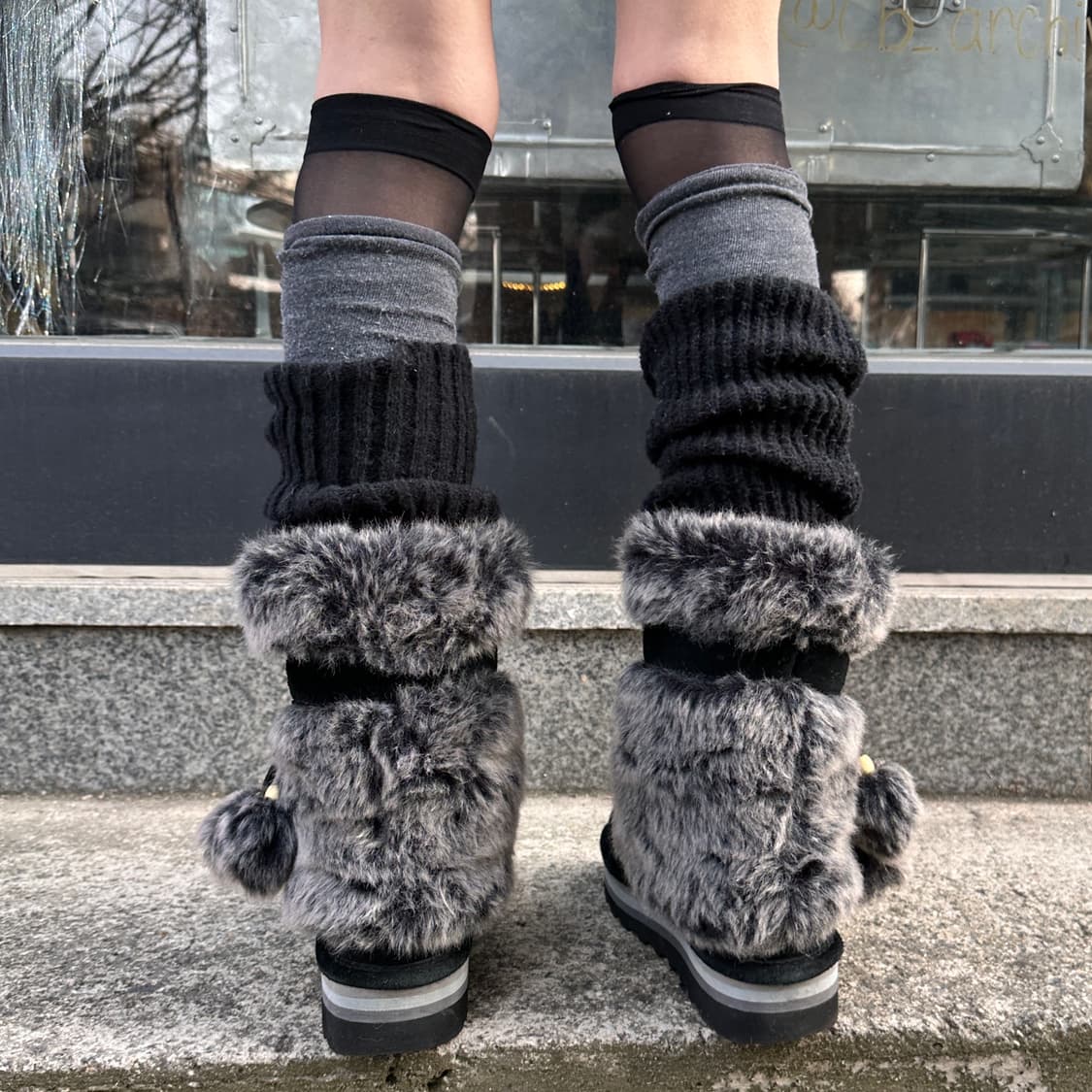 00s BEARPAW 블랙 스웨이드 & 퍼 어그 부츠 상품이미지7