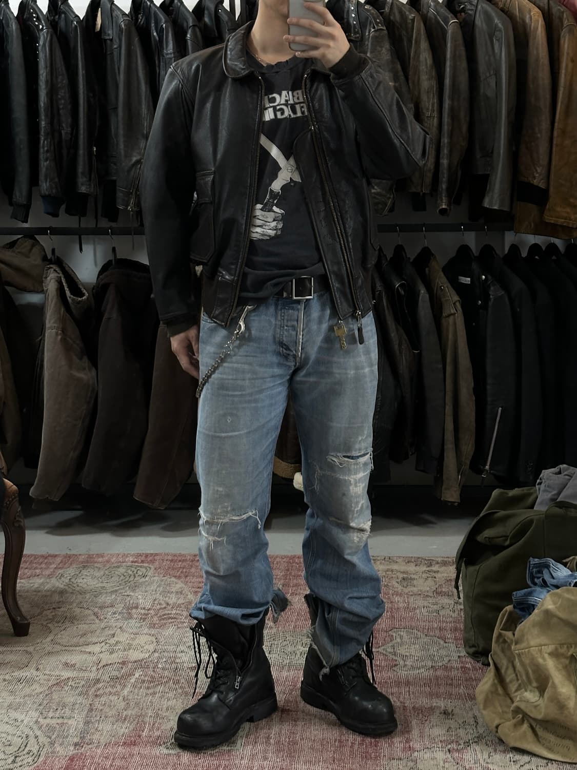 90's OG USA 아비렉스 레더 A-2 자켓 빈티지 레더 봄버 자켓 상품이미지10