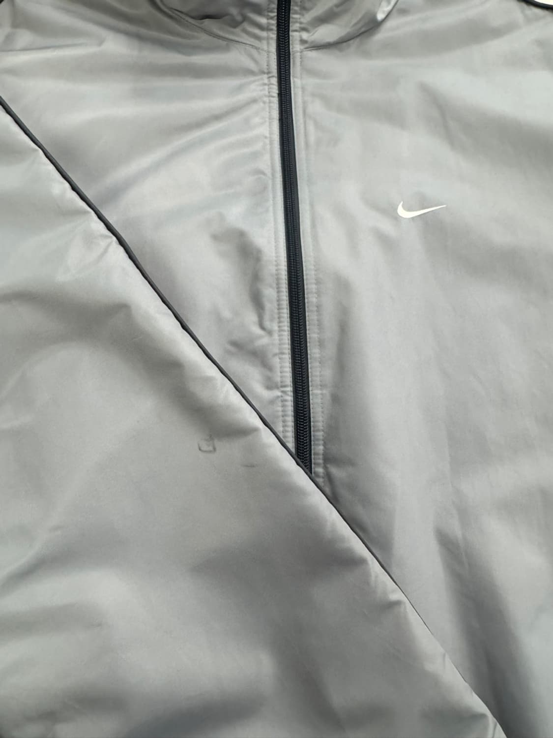 00s 나이키 올드스쿨 나일론 후드 자켓 기모 안감 스우시 디테일 그레이 상품이미지10