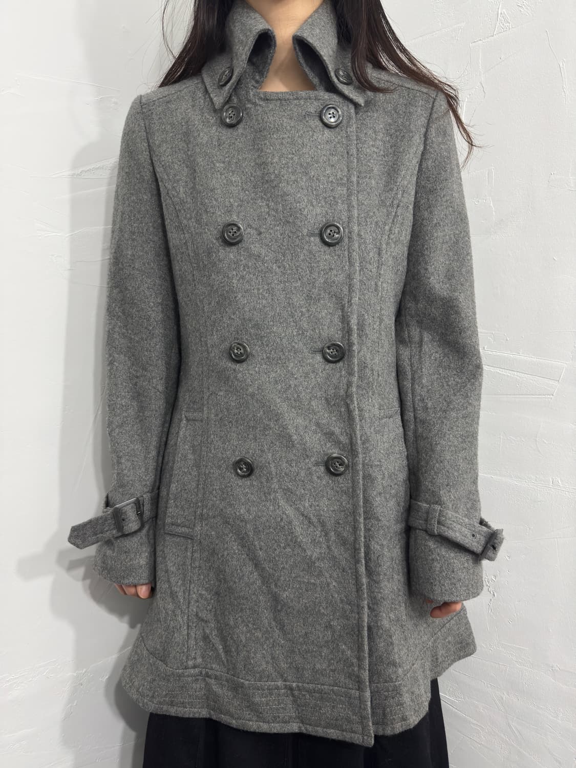 gray button cashmere coat 상품이미지3
