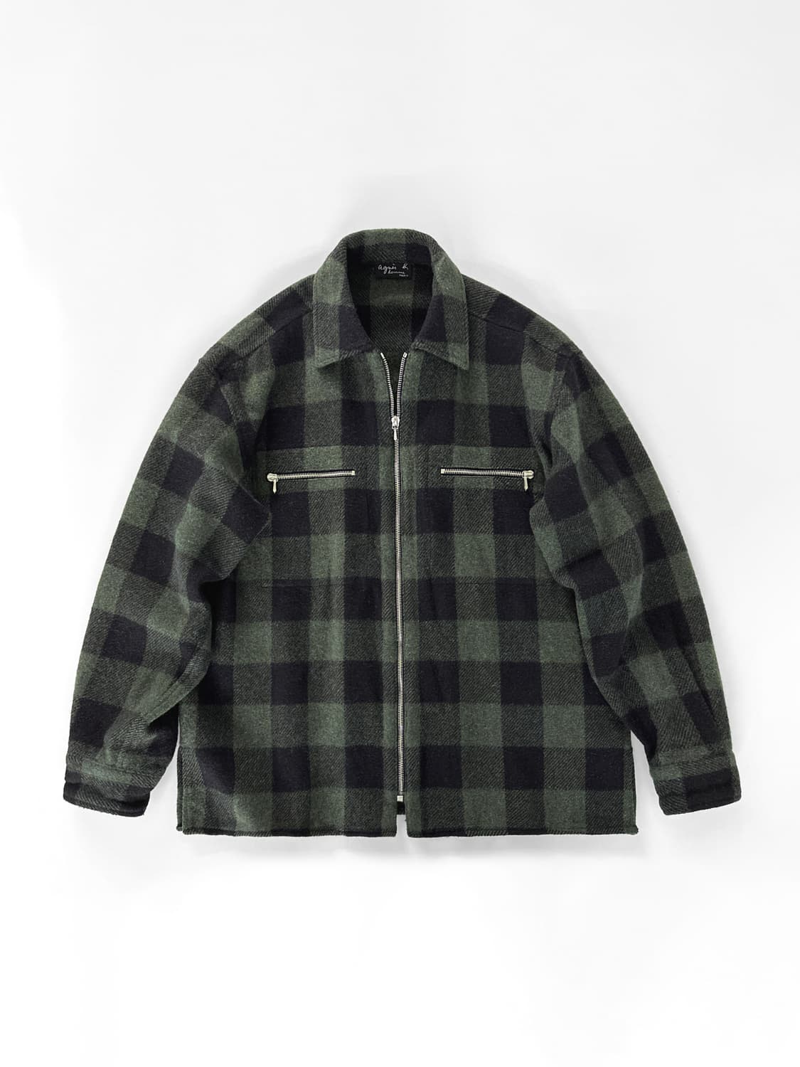 90s 빈티지 아네스베 옴브 버팔로 체크 울 집업 자켓 상품이미지1