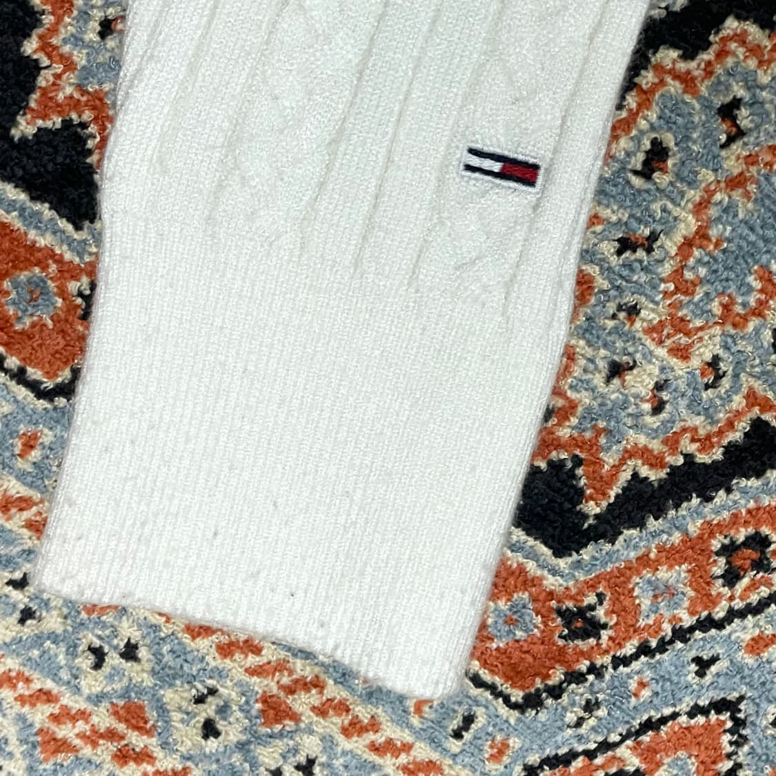 타미진스 화이트 꽈배기 크롭 후드집업 니트 여성S 상품이미지6