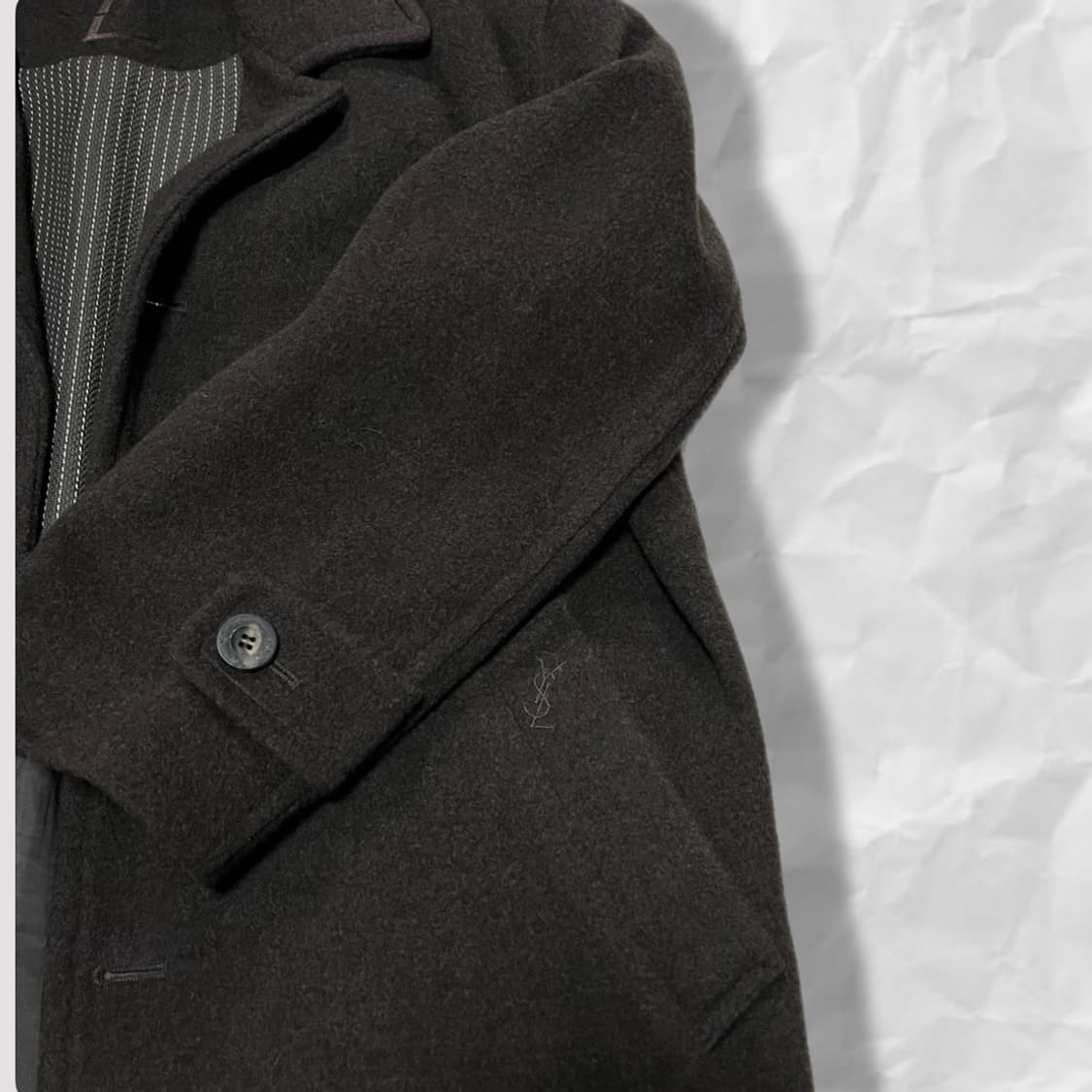 (95)입생로랑 심볼로고 울 반코트 브라운  상품이미지4