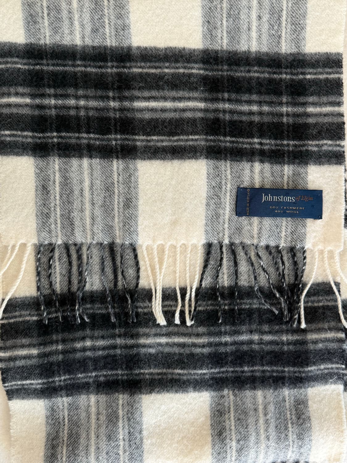 Johnstons of Elgin 캐시미어 울 체크 머플러 상품이미지5
