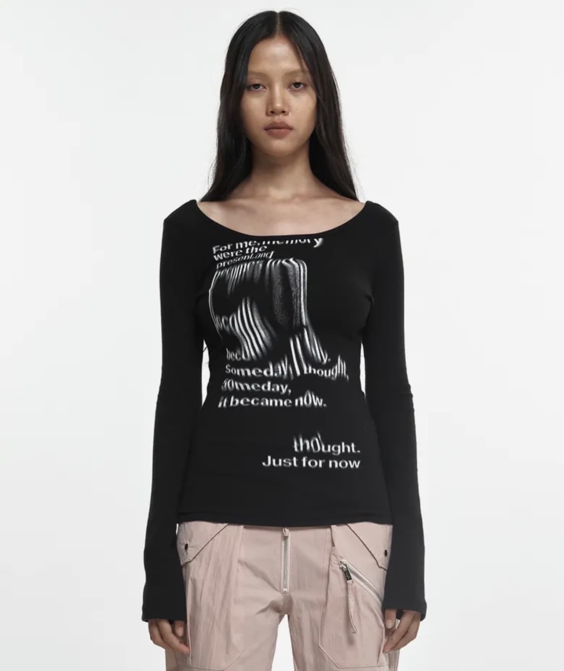 나체 플로우 슬림핏 롱슬리브 블랙 0사이즈 상품이미지1