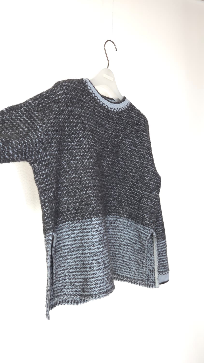 한섬 시스템 컬러블록 밑단 트임 니트 탑 F 사이즈 상품이미지4