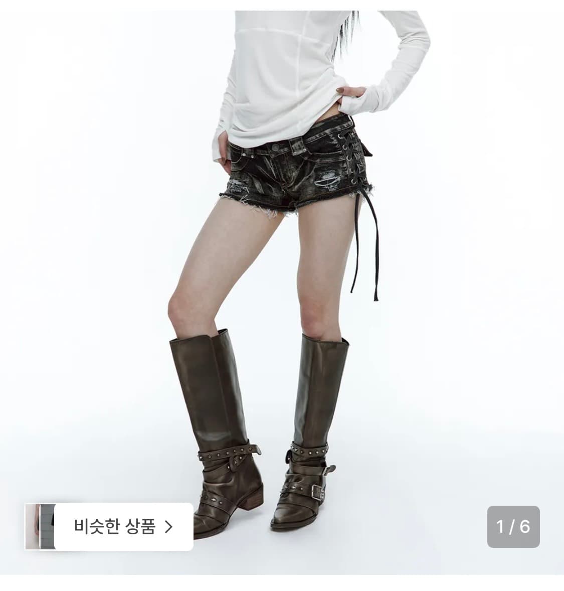 러프넥 레이스 업 숏팬츠 S 상품이미지1