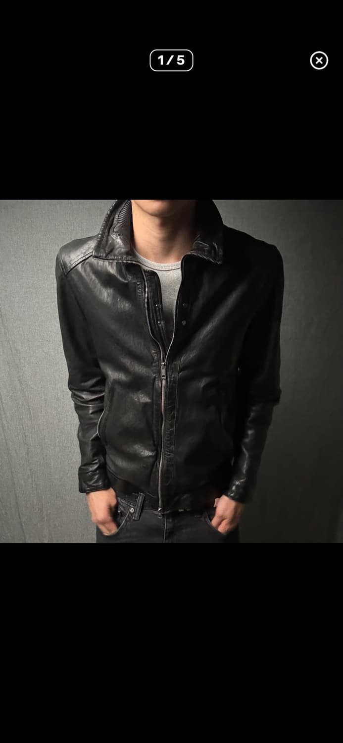 high neck leather jacket 상품이미지1