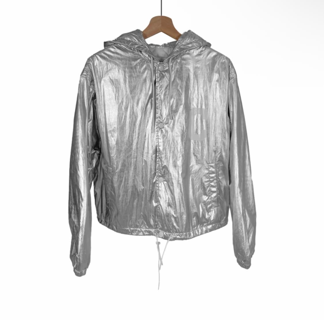 [34] 셀린느 여성 나일론 크롭 스케이터 후드 집업 봄버 자켓 실버 상품이미지2