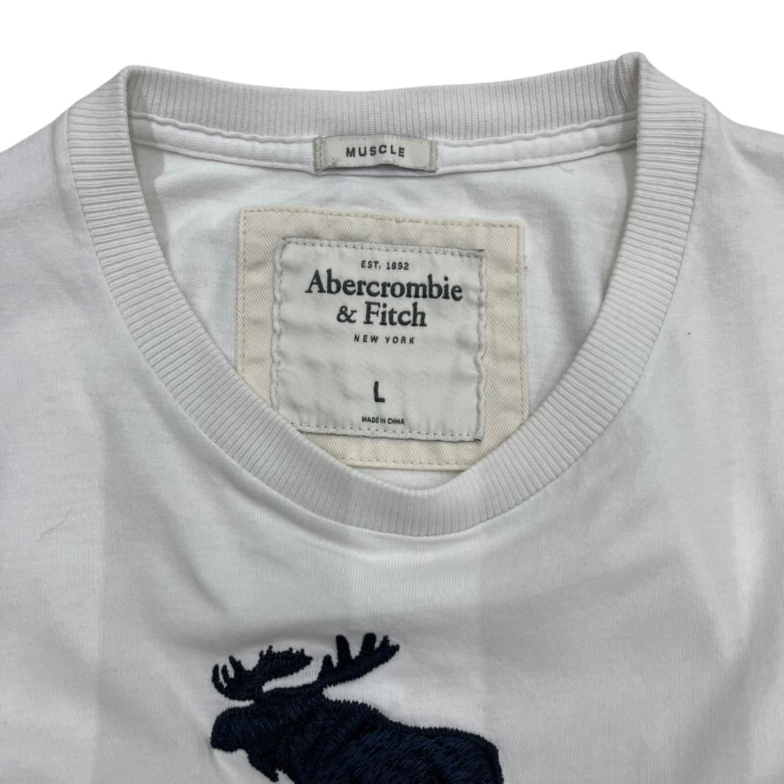 아베크롬비 순록 센터로고 화이트 반팔 L 상품이미지5
