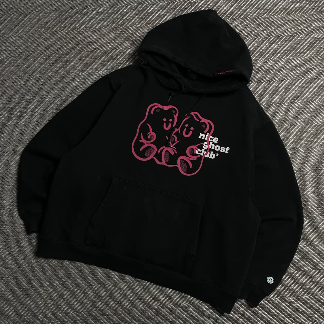 나이스고스트클럽 구미 베어&로고 박시핏 후드 집업 블랙y 5351 상품이미지1