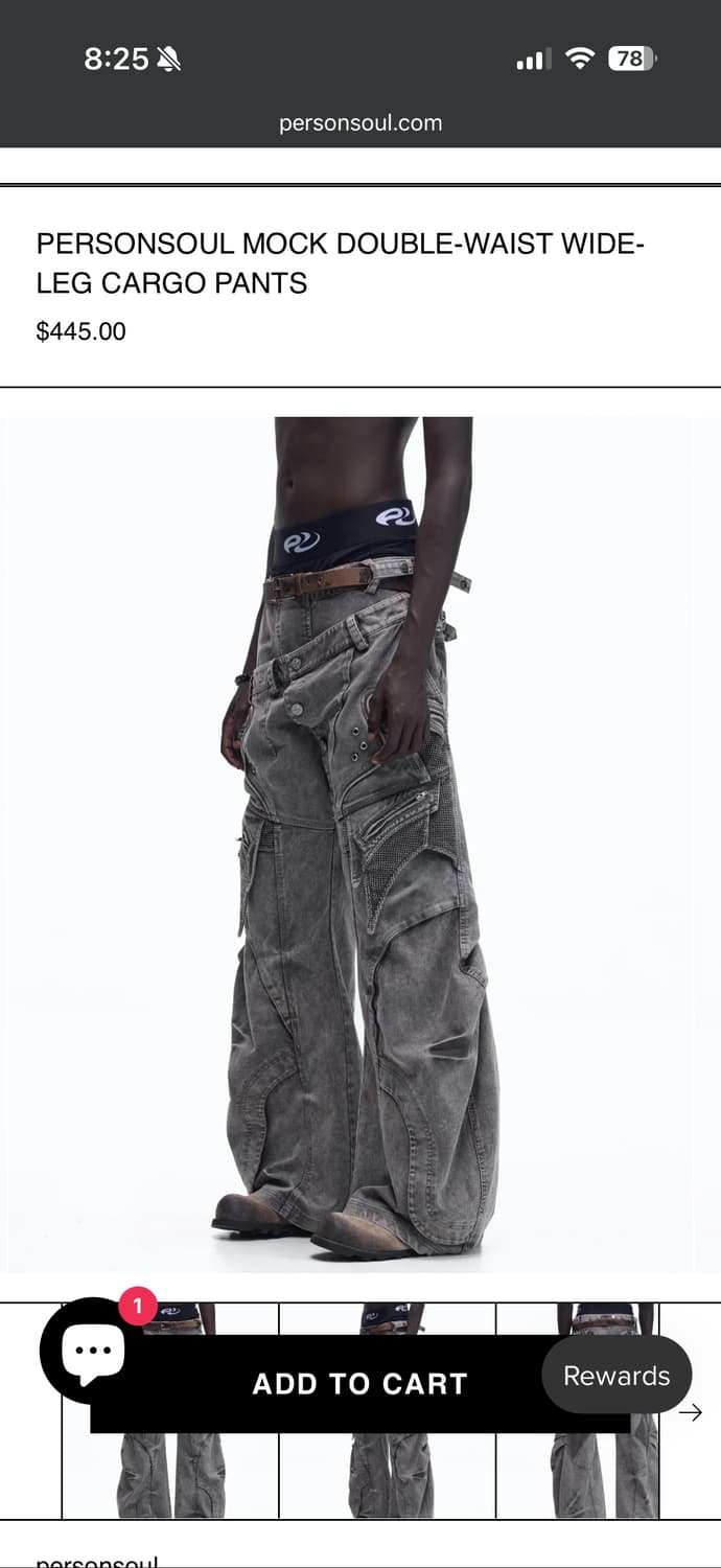 퍼슨소울 PERSONSOUL 더블 웨이스트 와이드 카고팬츠 상품이미지2