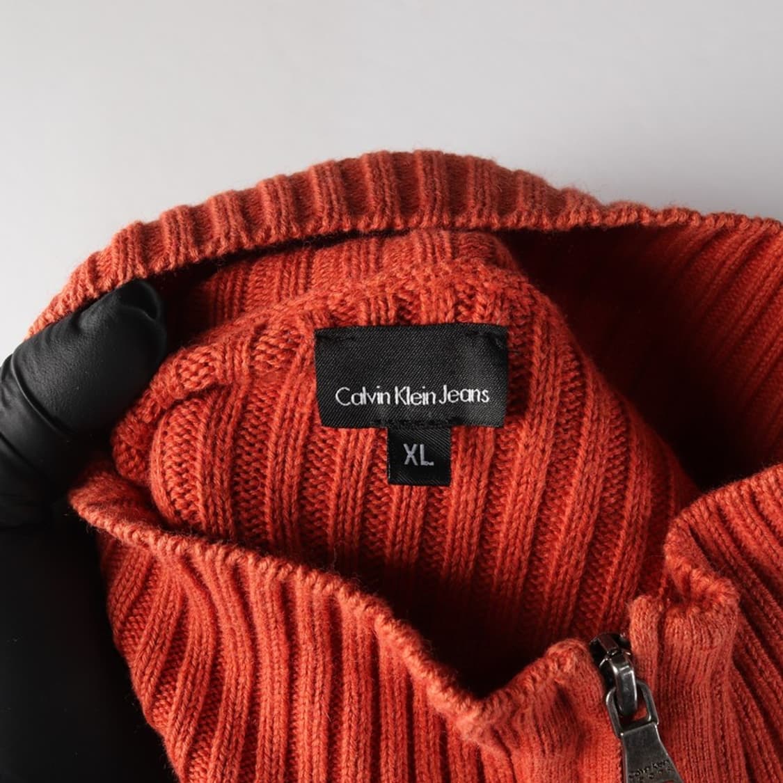 캘빈클라인 진 오렌지 골지 집업 니트 XL 상품이미지5