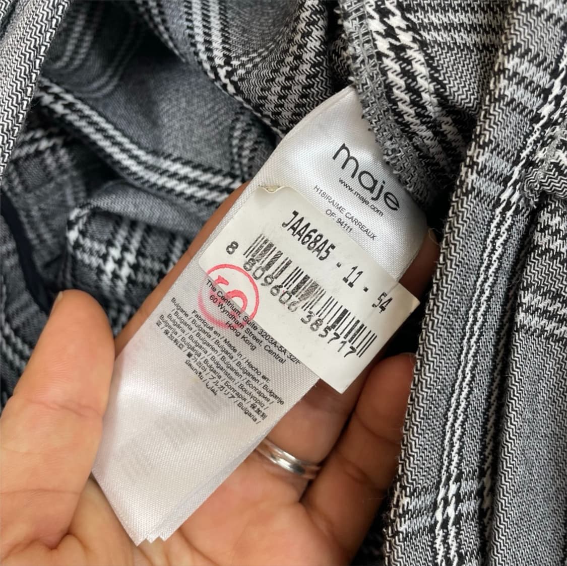 마쥬 Maje 그레이 체크 블레이저 하이웨스트 반바지 셋업 38 상품이미지8