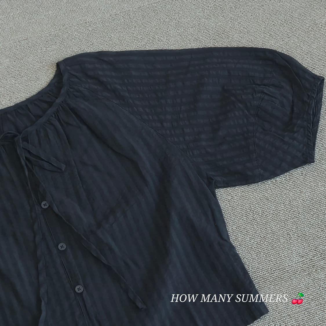 GU 지유 블랙 리본 퍼프 소매 블라우스 상품이미지5