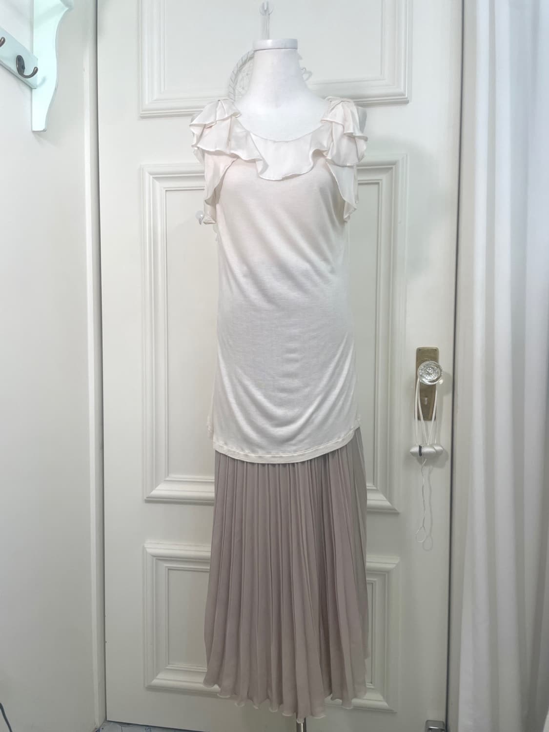 sheer gray chiffon pleats long banding s 상품이미지9
