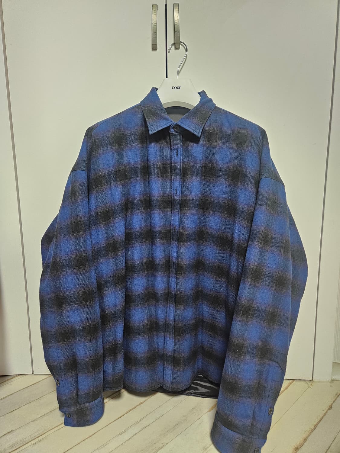 논노드 패디드 플렉서블 슬럽 체크 셔츠 빈티지 블루 퍼플 사이즈 2 상품이미지1